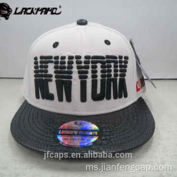 Topi rata hiphop snapback visor kulit sulaman 3D